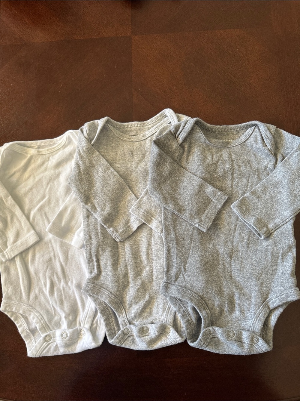 Classic Long-Sleeve Baby Onesies - Gray & White (3-Pack)